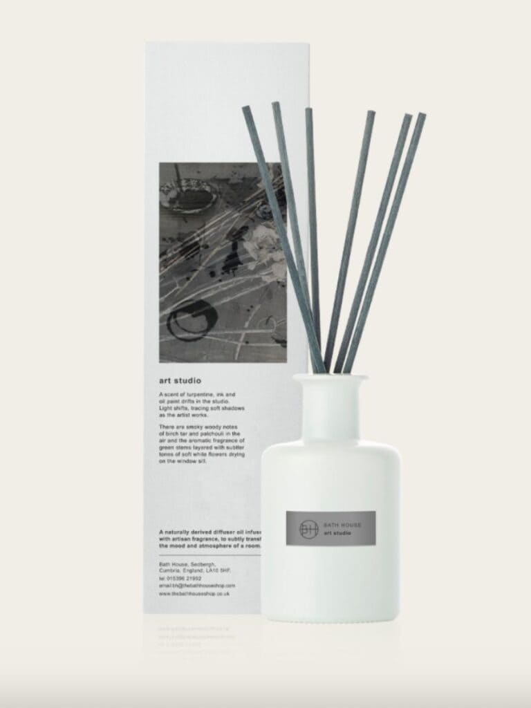Bath House ‘Art Studio’ diffuser, evoking the scent of turpentine and ink, a perfect eco-conscious gift for art lovers and home scent enthusiasts.