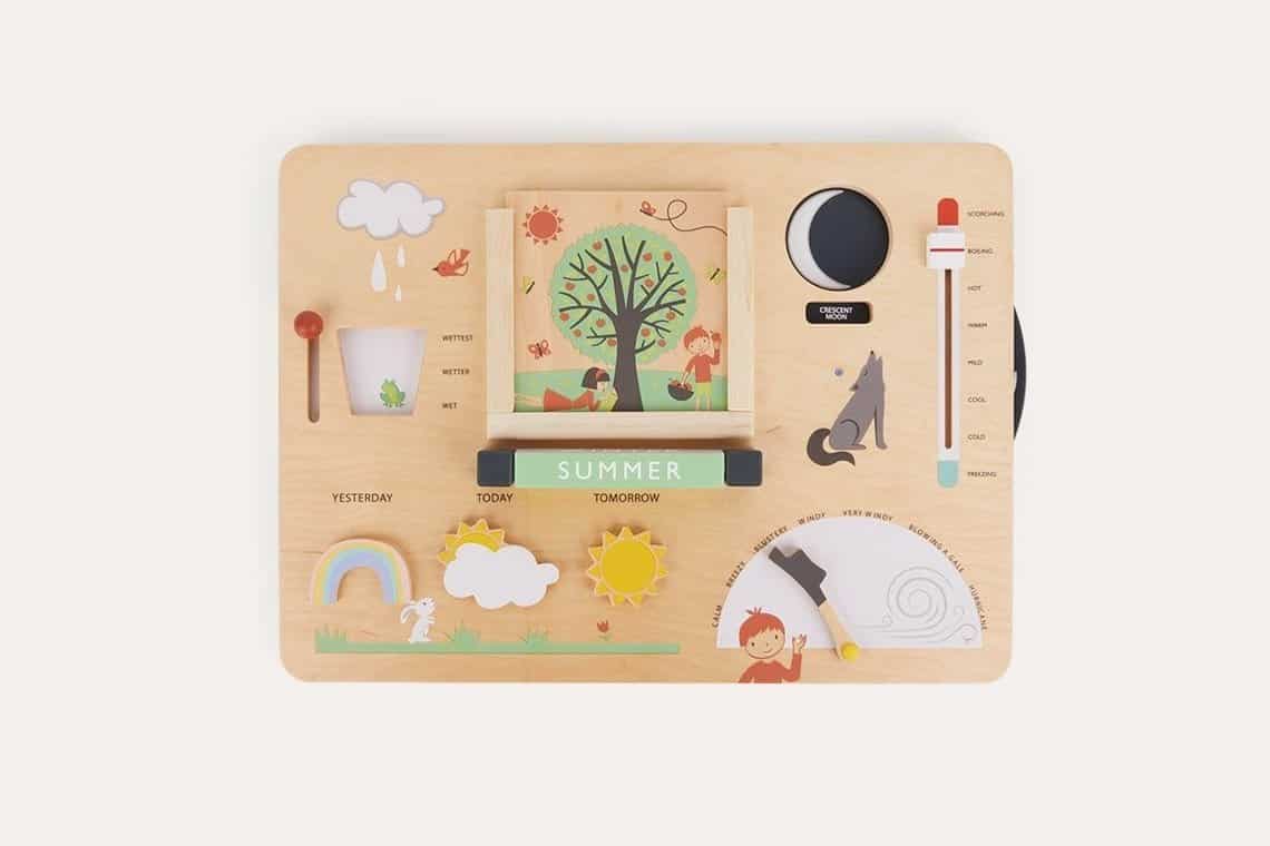 An eco-friendly wooden toy weather station